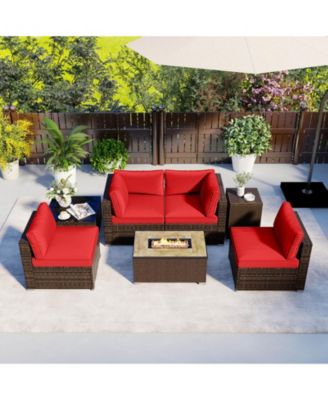 Pieces Outdoor Furniture Set with Fire Pit Table and Propane Tank Cover