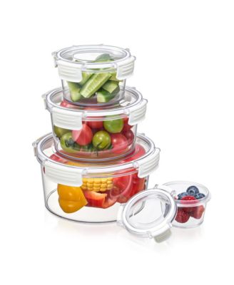 Clear 4 Pack Round Stackable Food Storage Bowls with Airtight Lids for Pantry, Fridge, Mealprep and More