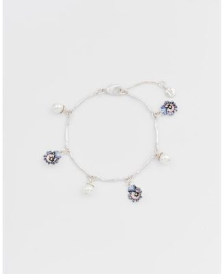 Silver Pansy and Pearl Charm Bracelet