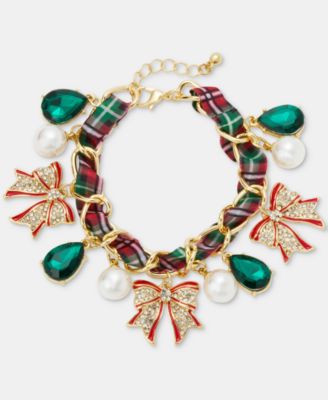 Woven Ribbon Statement Charm Bracelet