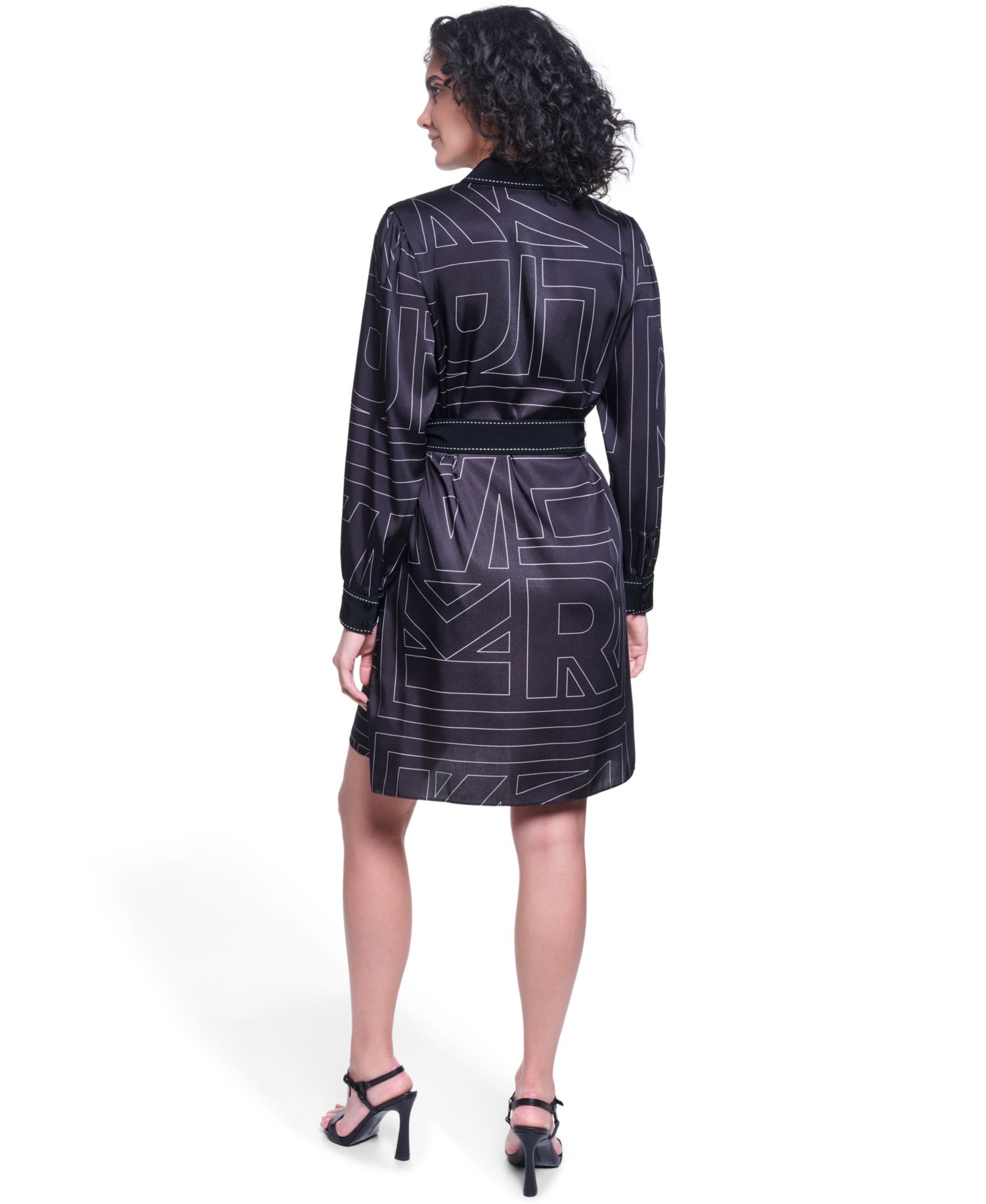 Women's Printed Scarf Twill Shirt Dress