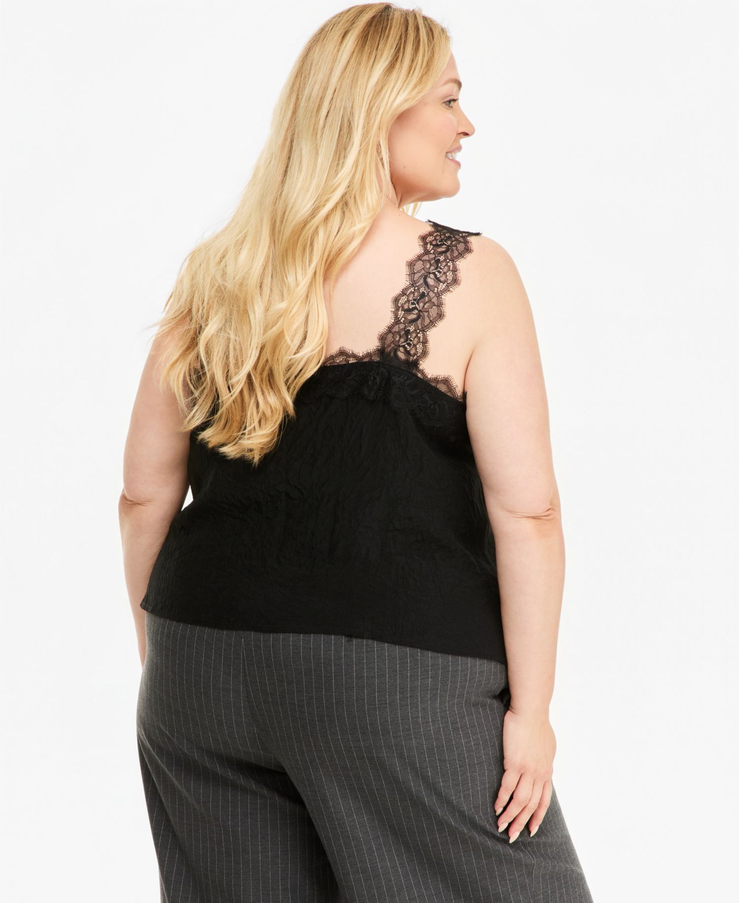 Plus Size Lace-Trim Crinkle-Texture Camisole