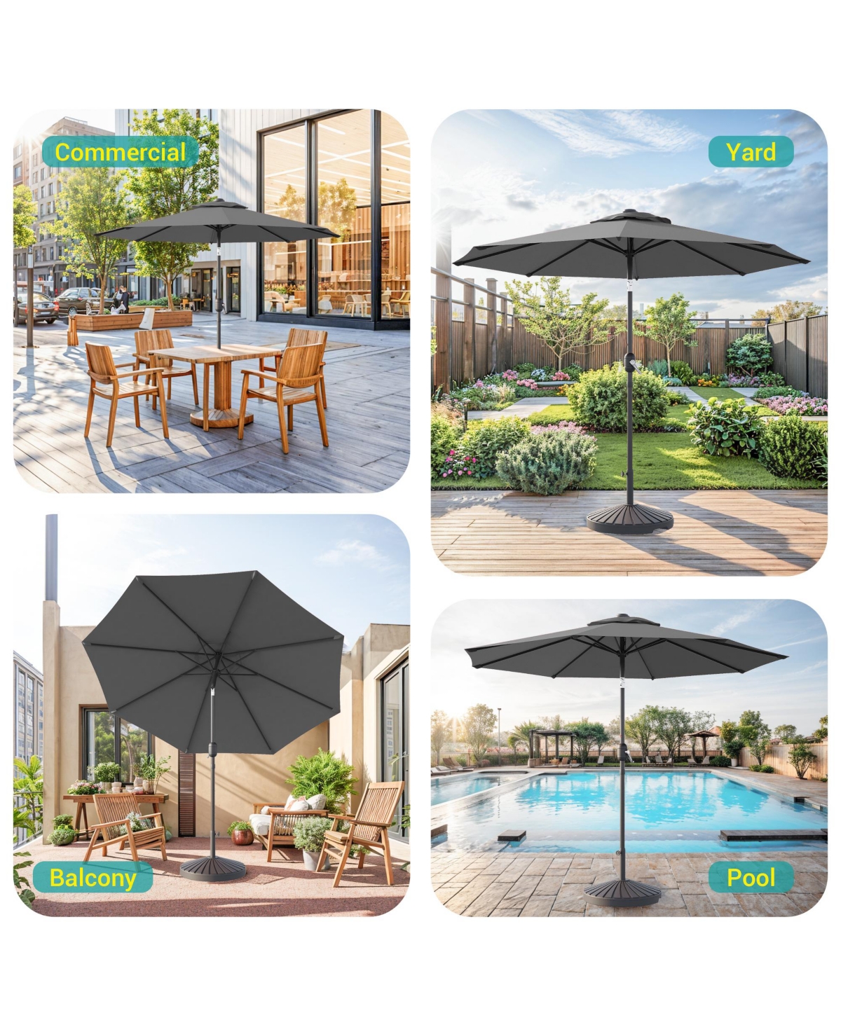 Sonkuki Enhance Your Outdoor Oasis With 9Feet Round Patio Umbrella - Stylish, Durable, And Sun-Protective