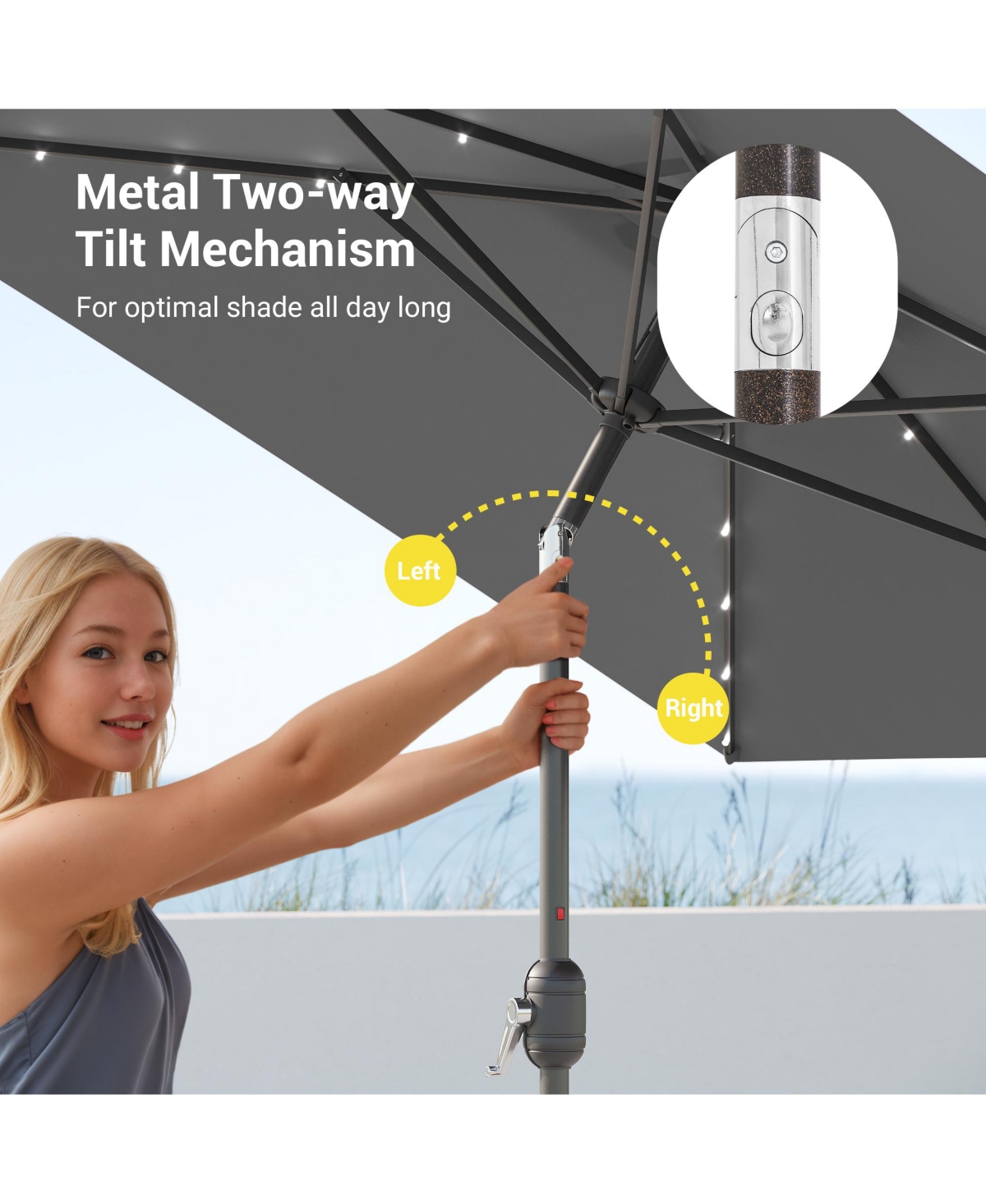 Sonkuki Enhance Your Outdoor Oasis 6x9Feet Led Rectangular Patio Umbrella - Stylish, Durable, And Sun-Protective!