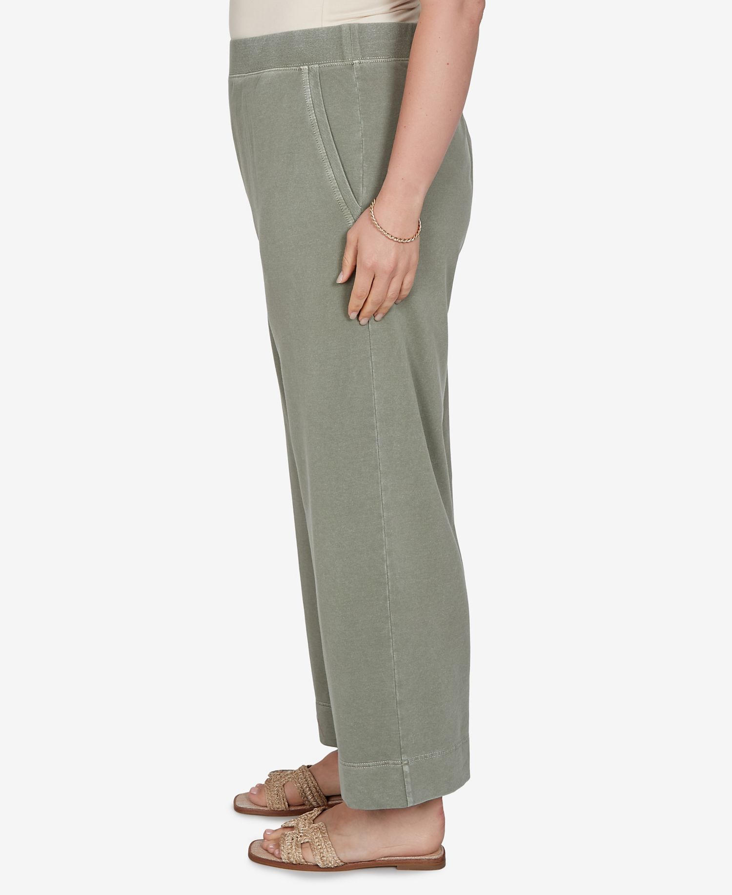 Plus Size Snow Wash Elastic Waistband Pants