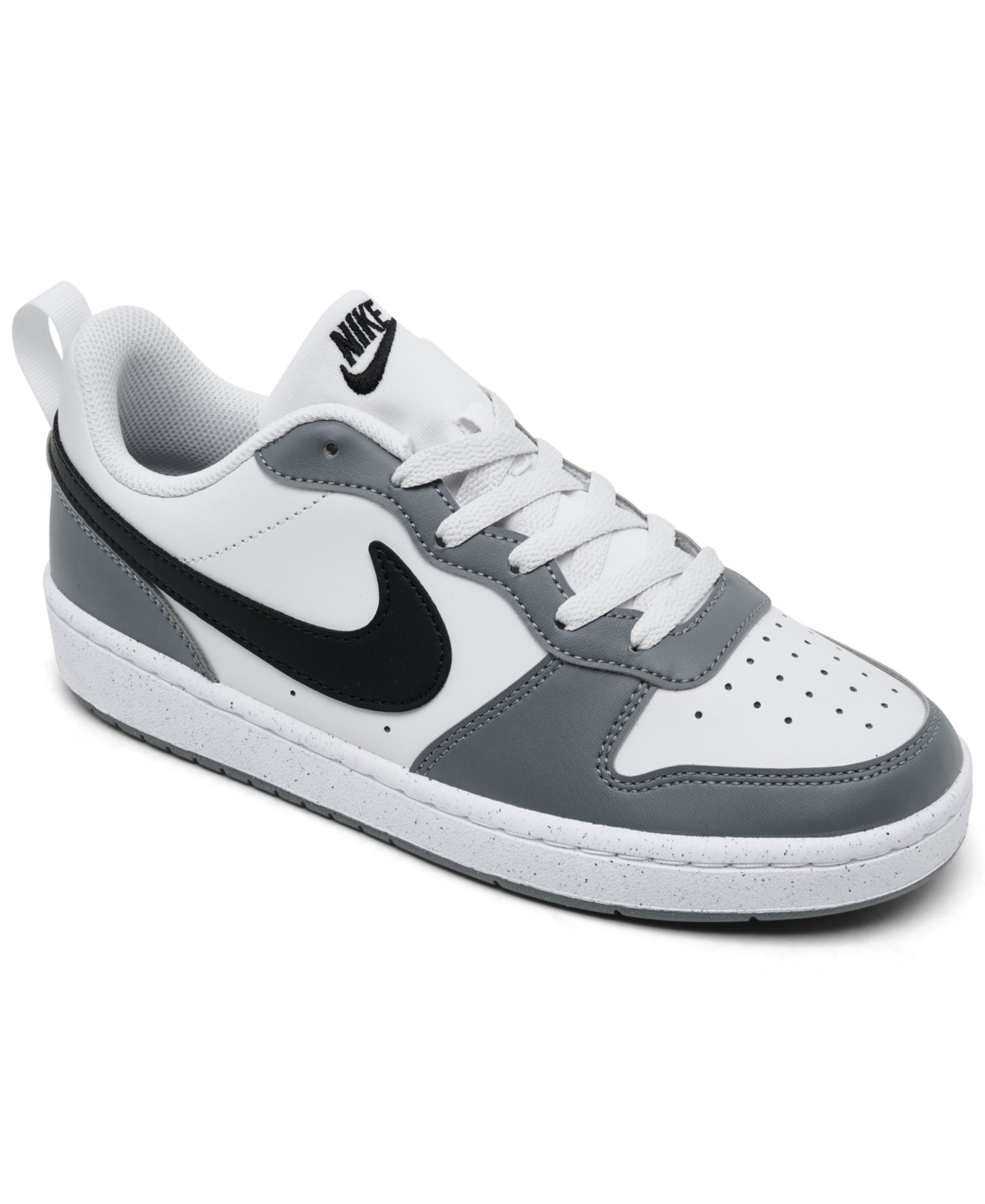 Кроссовки Nike Court Borough Low Recraft Lifestyle Sneakers from Finish Line для мальчиков, цвет: Серебристый / Чёрный — фото 1