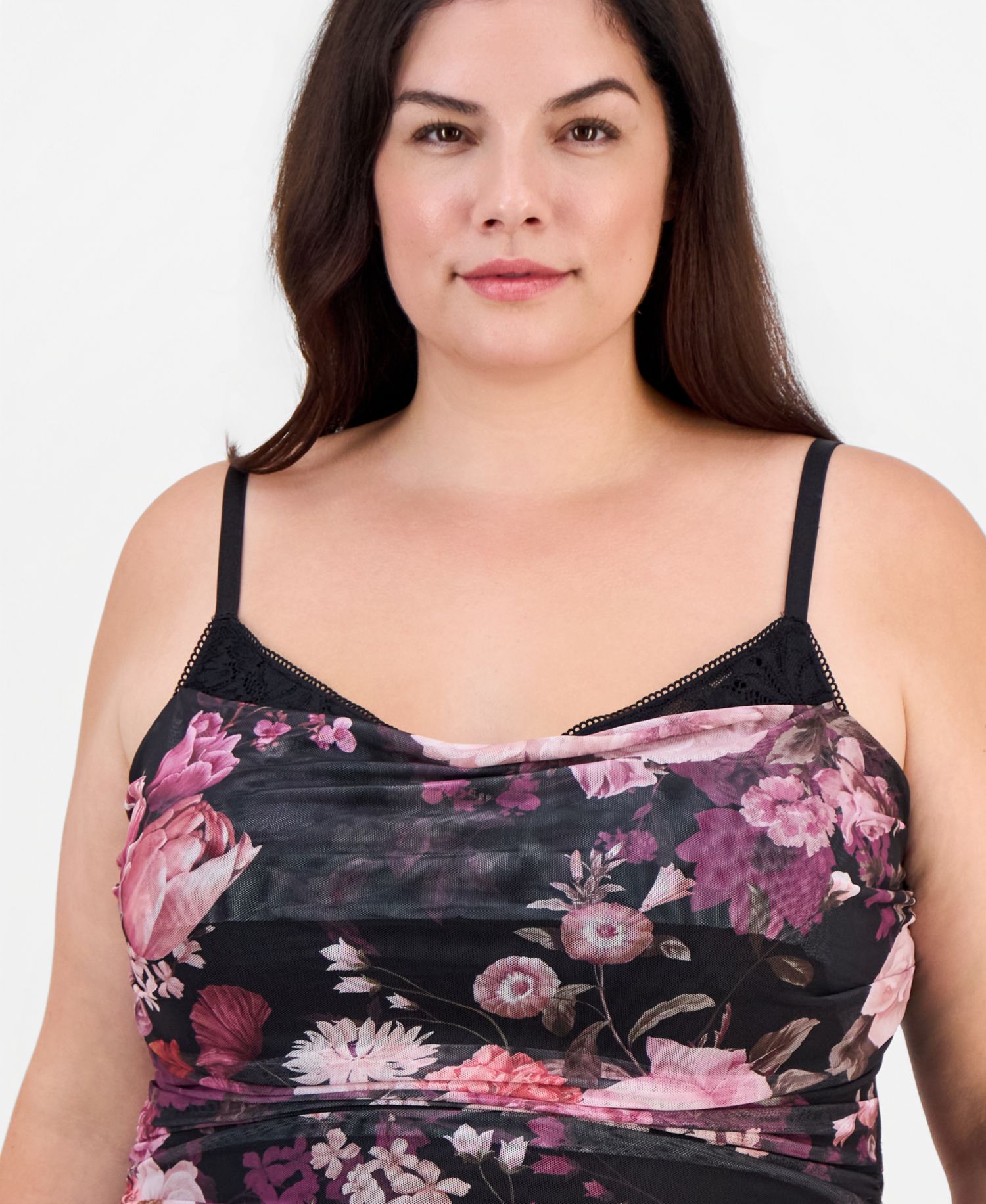 Plus Size Floral Ruched Maxi Dress