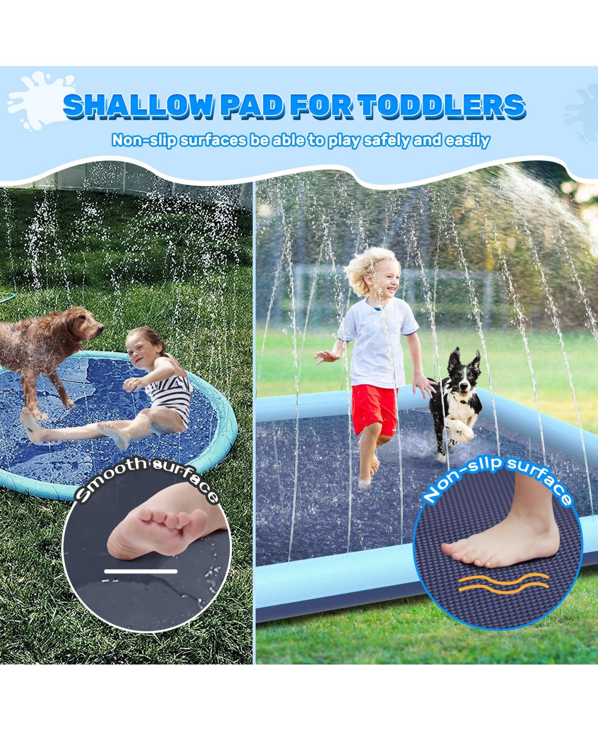 Aofar Dog Splash Pad Non-slip Sprinkler Pool Outdoor