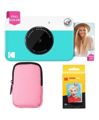 Printomatic Instant Print Camera Bundle with Pink Soft Case and 20-Pack Zink Photo Paper