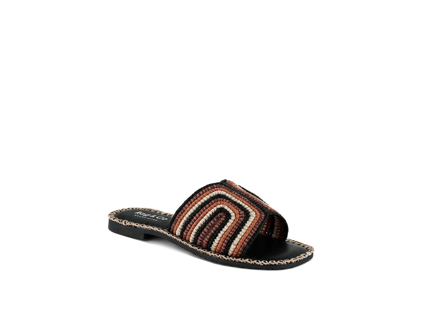 Женские балетки Rag & Co Kente Patterned Raffia Slip-On, цвет: Чёрный — фото 7