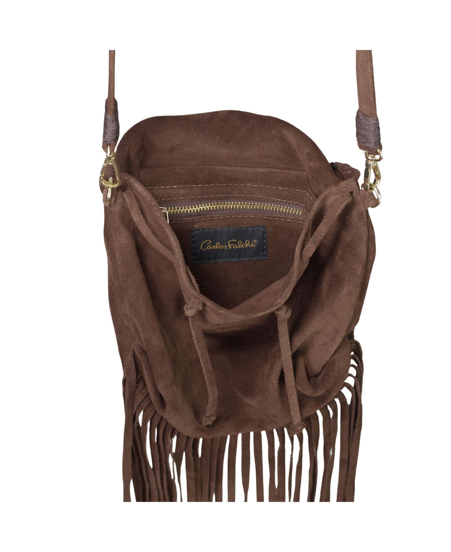 Сумка Carlos Falchi Fringe Butterfly Suede, цвет: Кофейный коричневый — фото 3