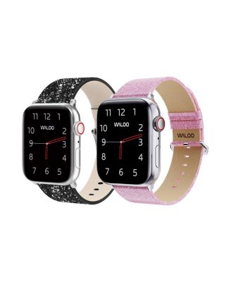 2 Pack Leather Bling & Shiny Brilliance Replacement Band for Apple Watch