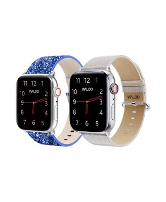 Waloo 2 Pack Leather Bling Shiny Brilliance Replacement Band for Apple Watch - Blue bling white brilliance 50$