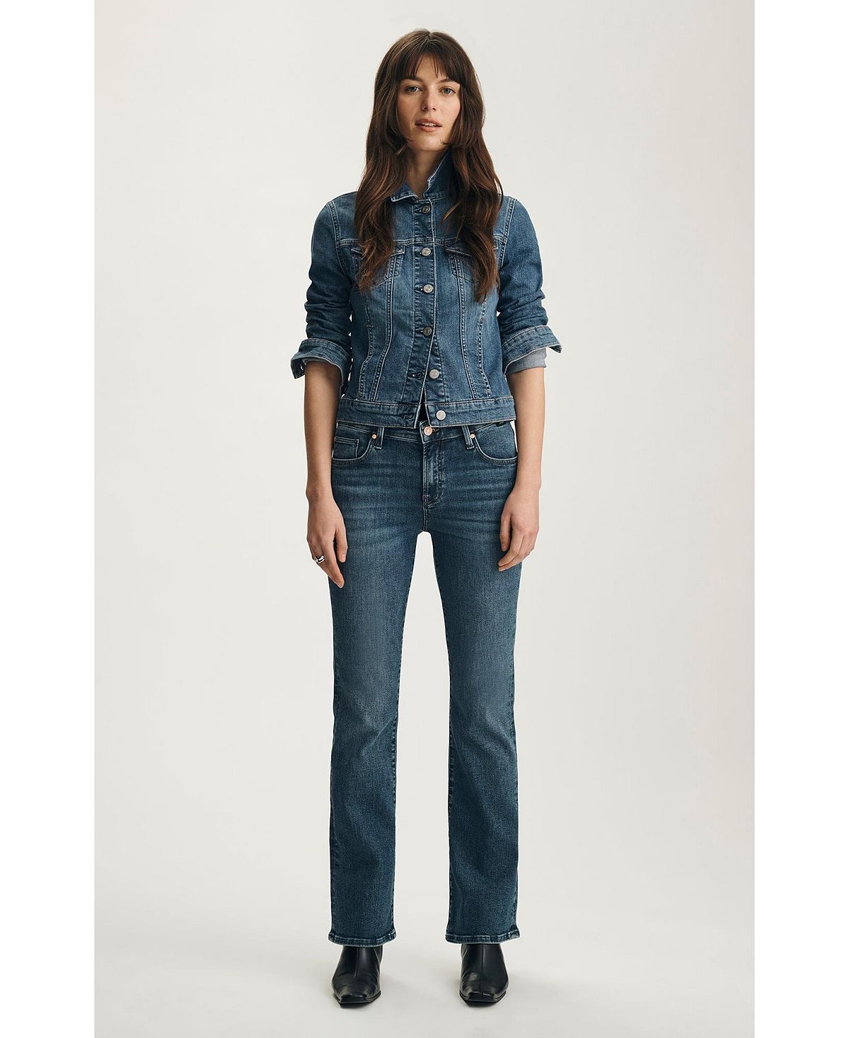 Mavi Jeans Women's Molly Mid Rise Bootcut Bootcut In Dark Brushed Flex Blue view 4 — MAYCSS fashion products