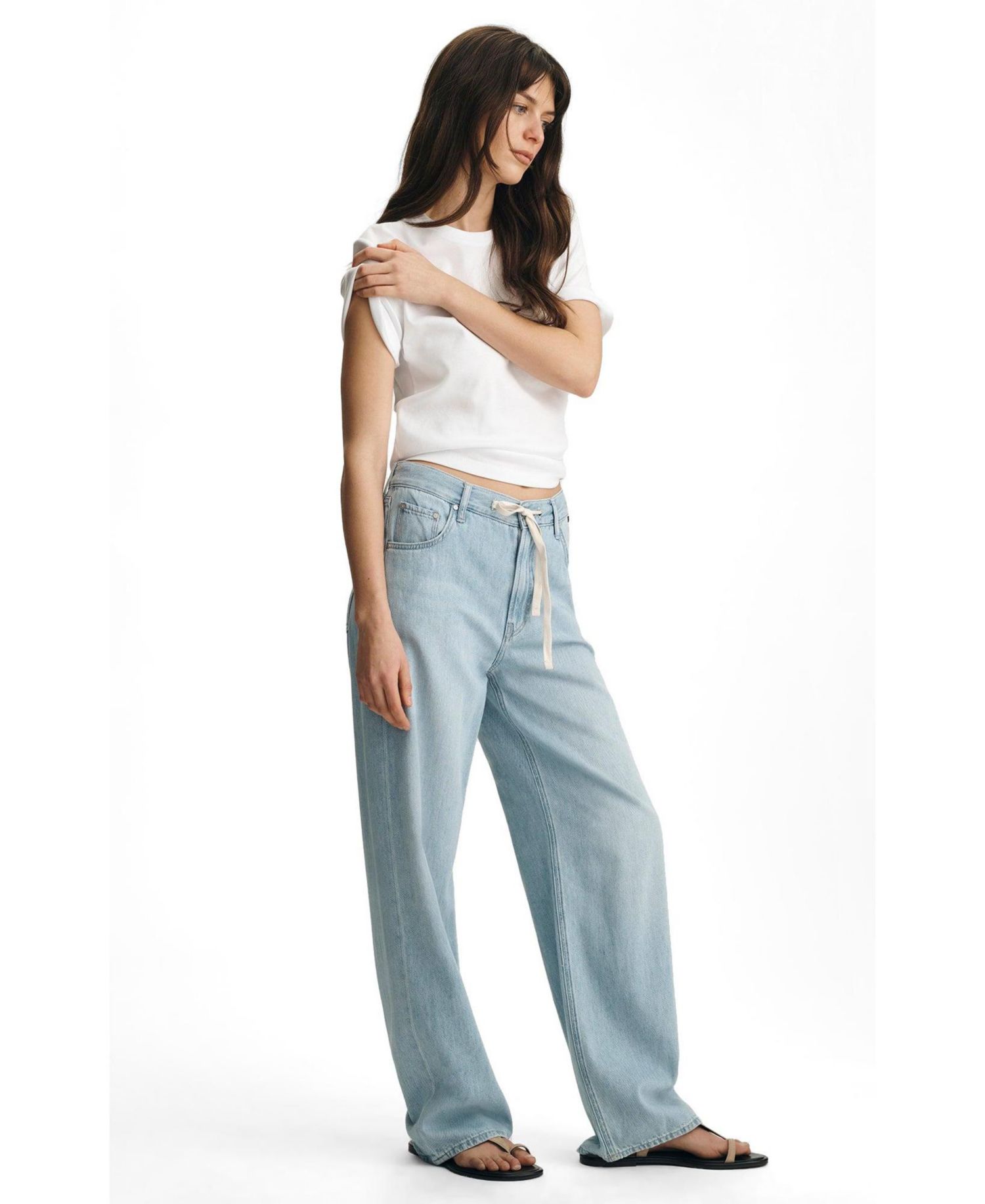 Women's Nella Adjustable Drawstring Wide Leg In Bleached Well Blue