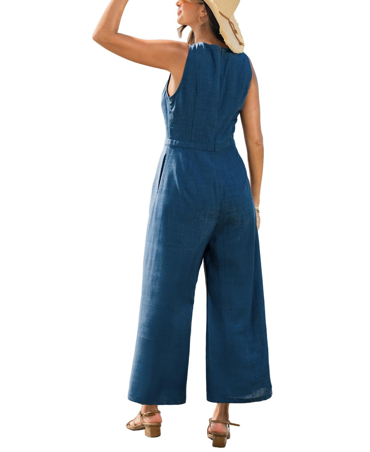 Cupshe Women's Crew Neck Zip-Front Unlined Jumpsuit