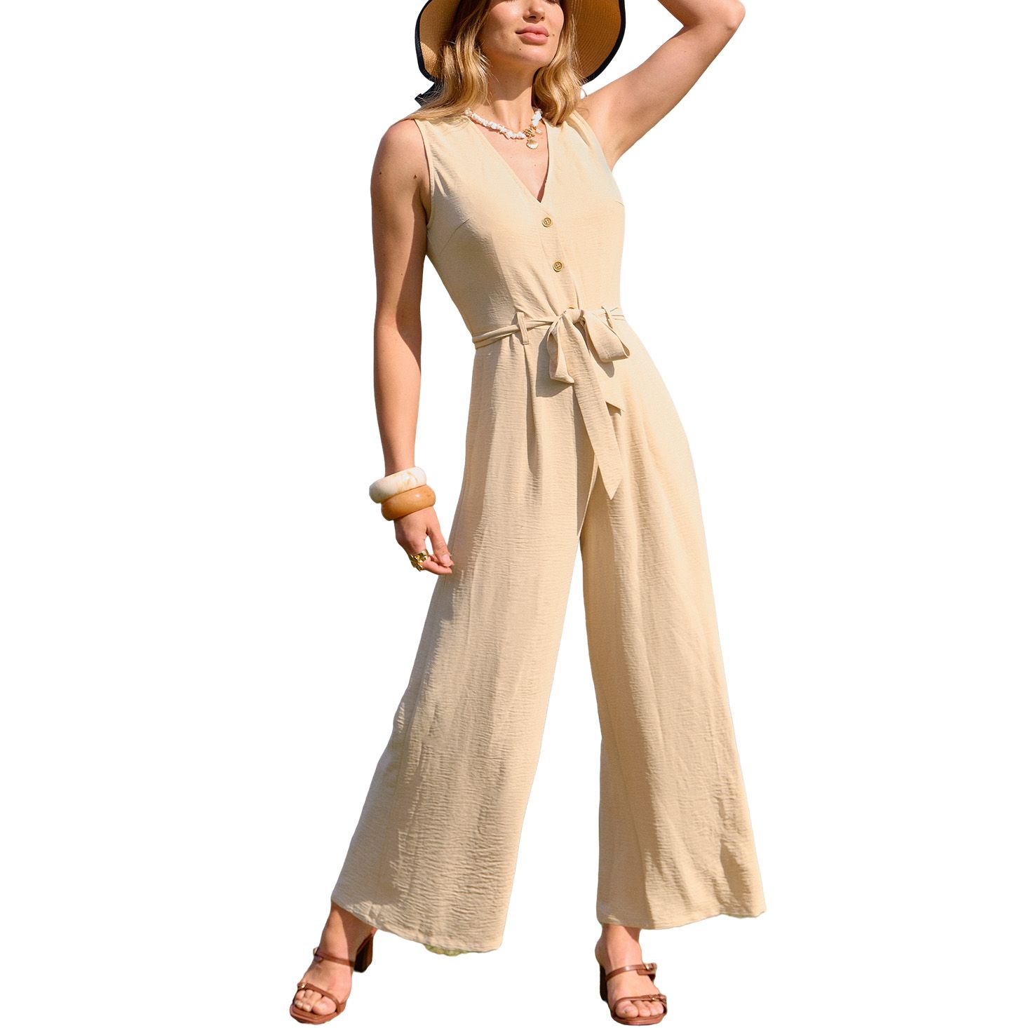 Женский комбинезон Cupshe Sand Dunes Sand Jumpsuit, цвет: Белый — фото 1