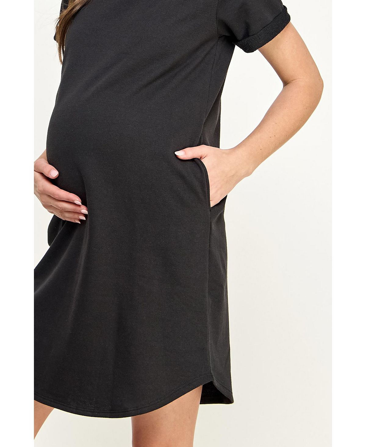 Hello Miz Maternity Short Sleeve T-Shirt Dress with Pockets view 3 — MAYCSS fashion products