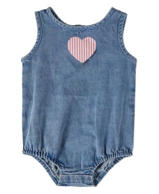 Baby Girls "Petit Amour" 100 percentage Cotton Denim Romper