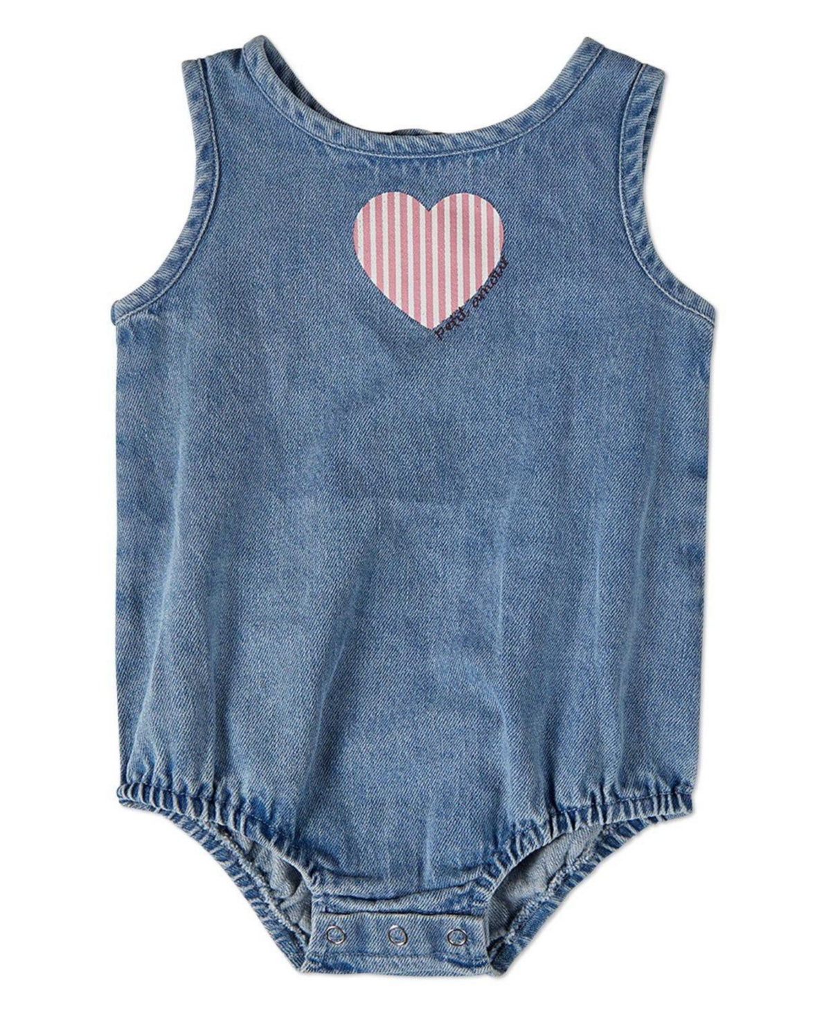 MeMoi Baby Girls "Petit Amour" 100 percentage Cotton Denim Romper