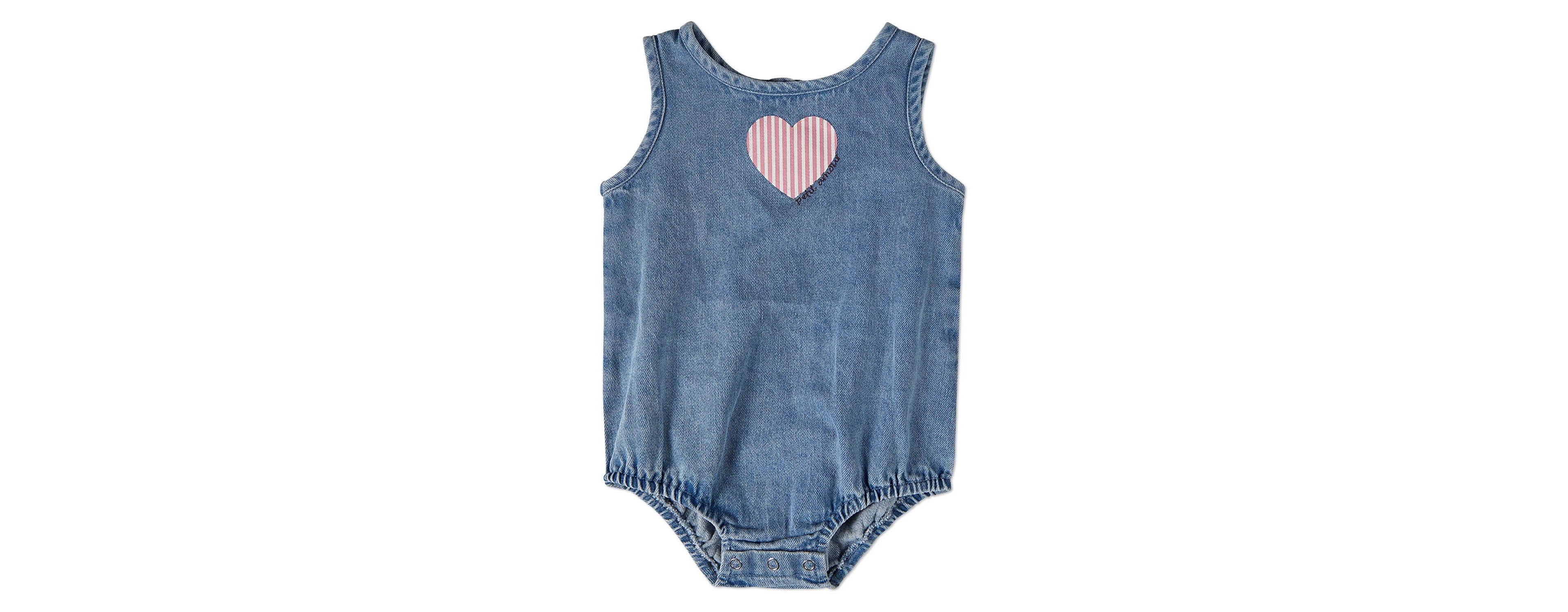 MeMoi Baby Girls "Petit Amour" 100 percentage Cotton Denim Romper
