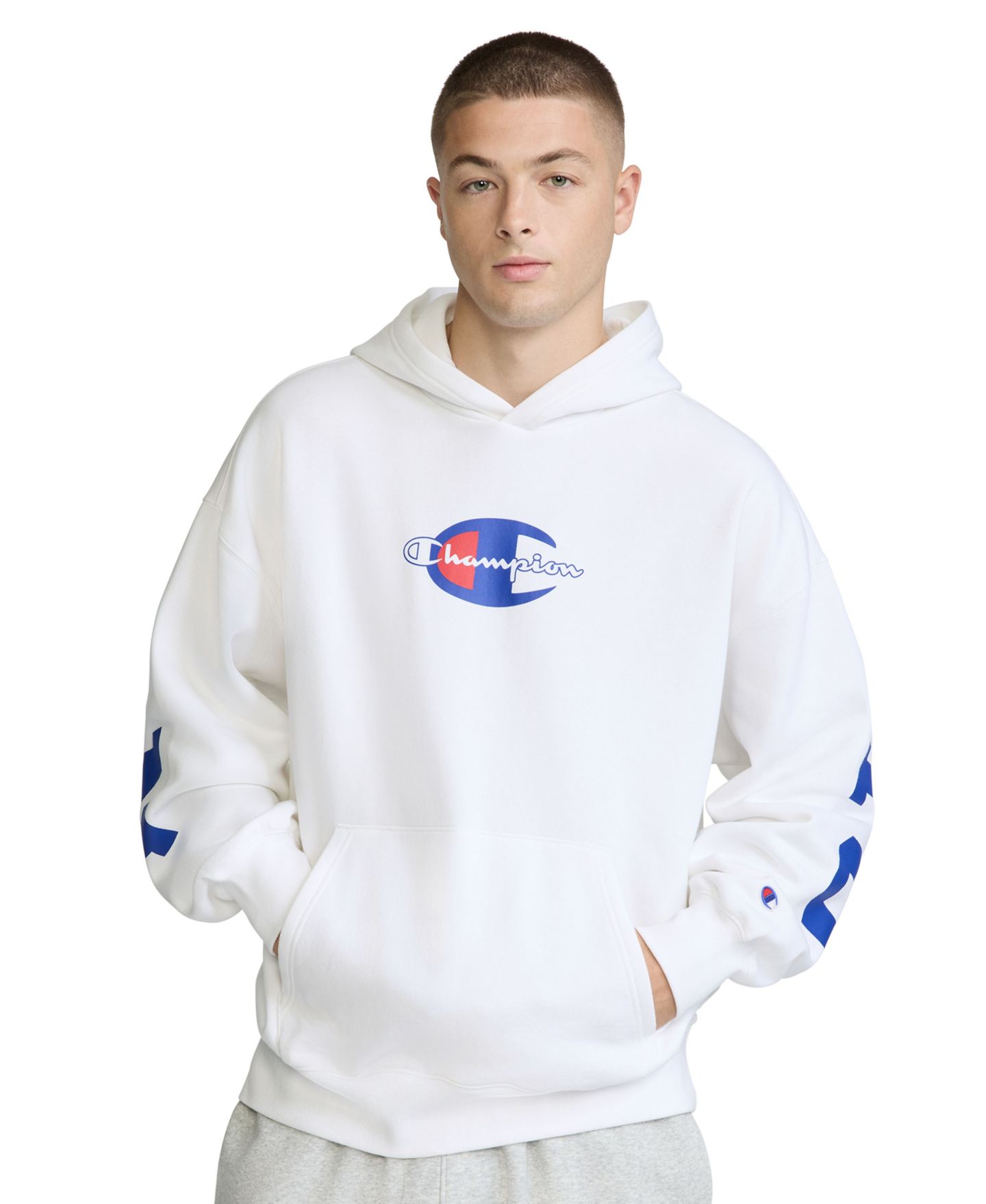 Мужской свитшот Champion Across Long-Sleeve Sweatshirt, цвет: Яркий белый — фото 1