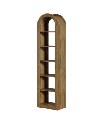 Modern Narrow Open Bookshelf with 6 Tier Storage Design