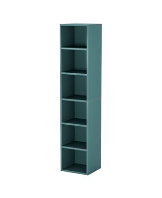 Modern 6-Tier Corner Bookcase with Narrow Cube Shelves