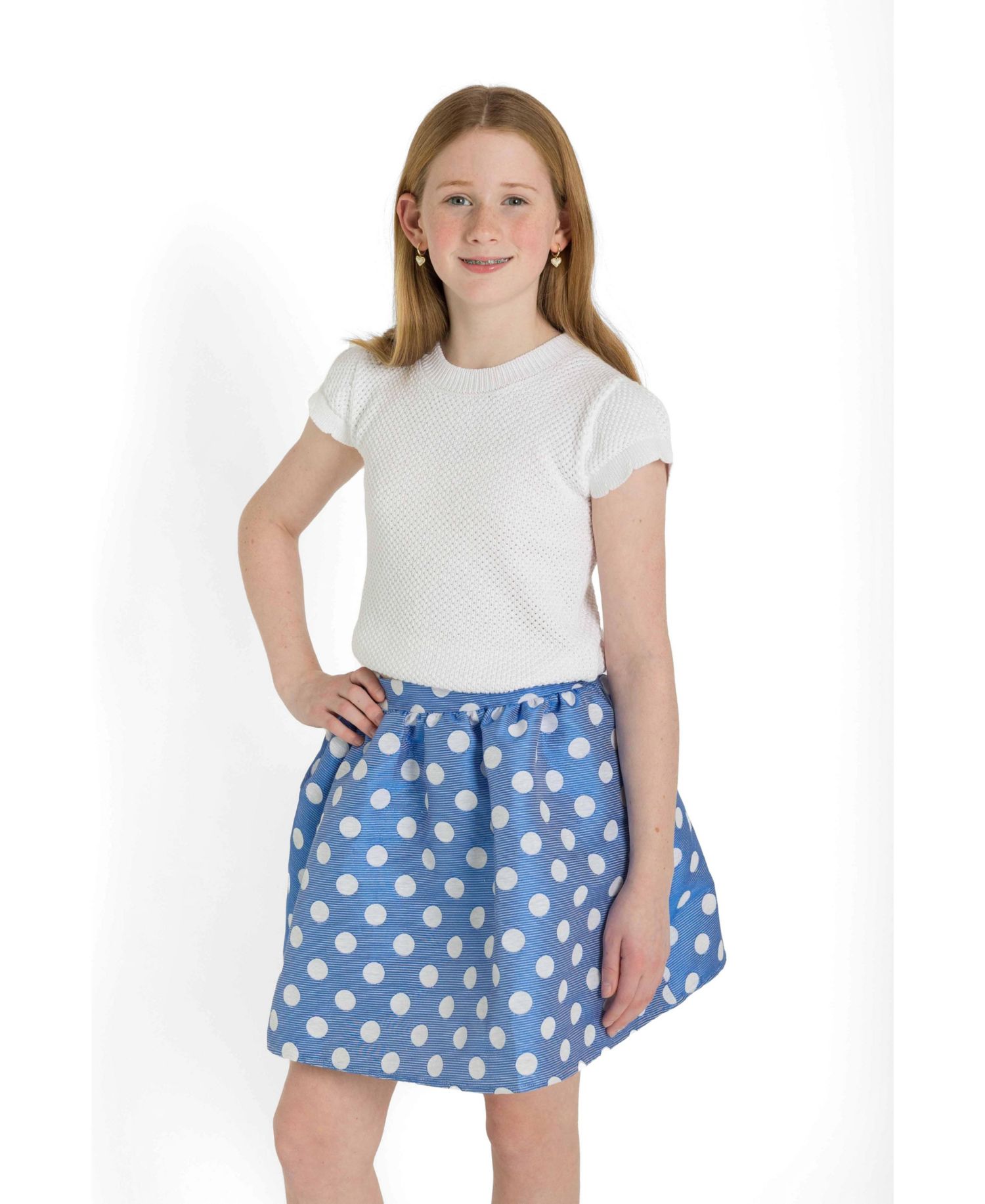 Big Girls Ottoman Stripe Dot Skirt