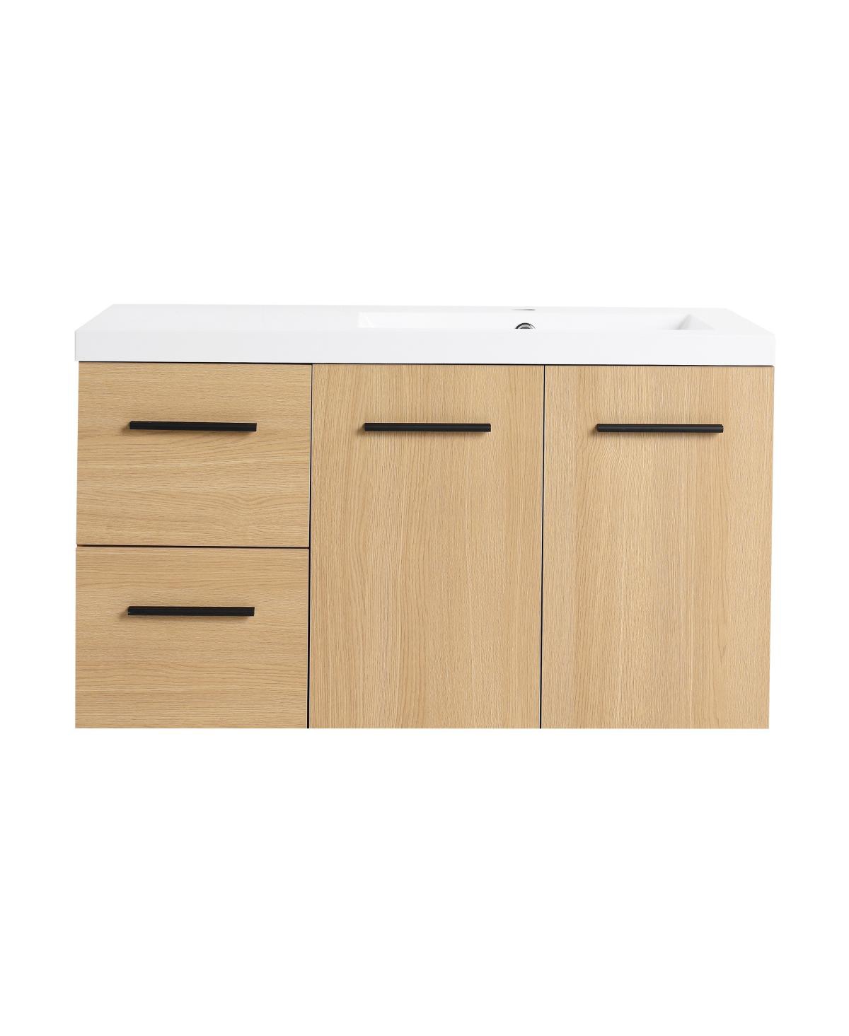 Sillysis 36 Inch Wall Mounted Bathroom Vanity with Drawers, Resin Sink, Soft Close Doors