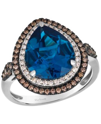 Deep Sea Blue Topaz (4-1/2 ct. t.w.), Diamond (0.45 ct. t.w.) Ring in 14k Strawberry Gold (Also Available in 14k Honey Gold & 14k Vanilla Gold)