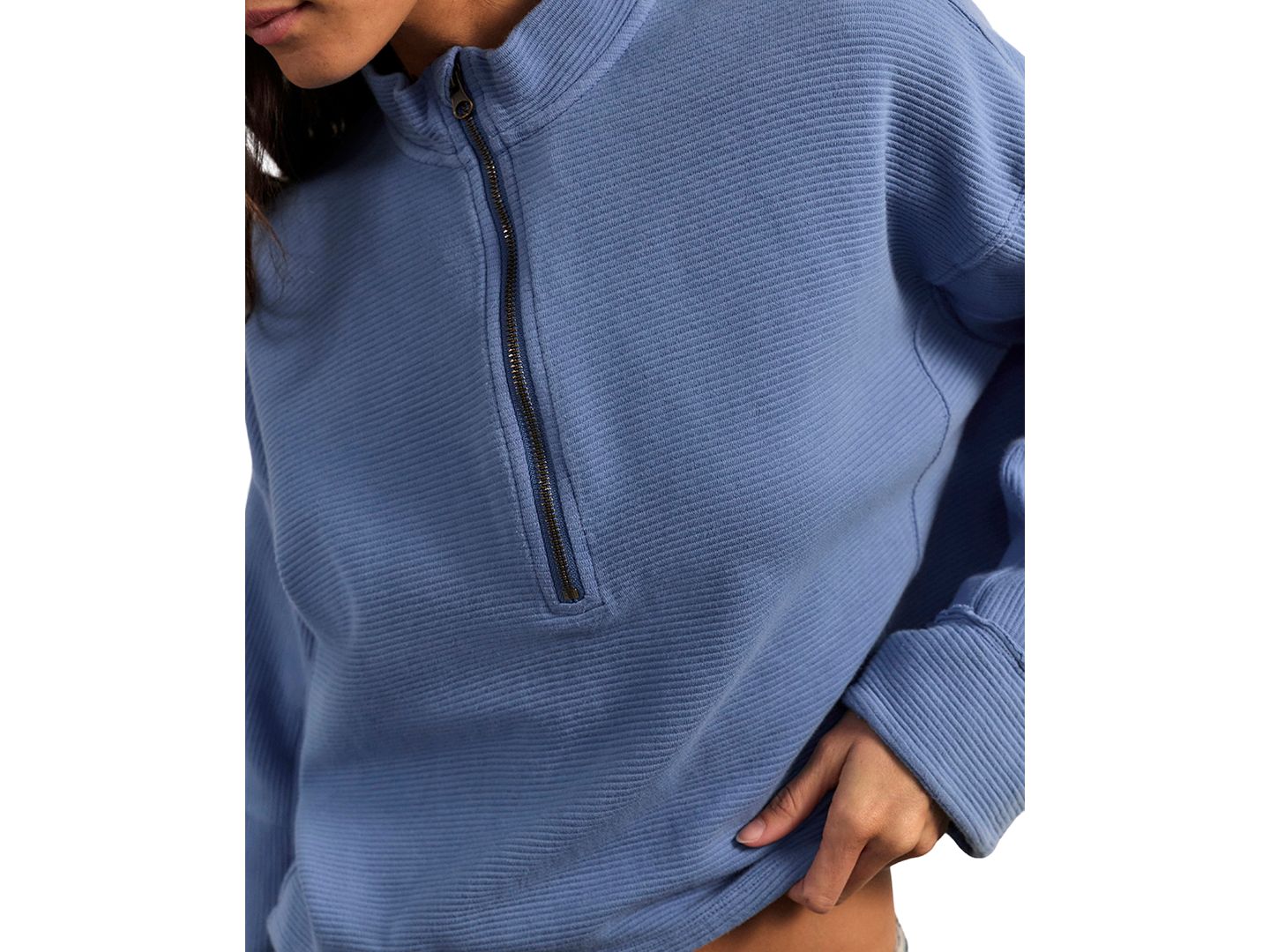 Женская толстовка Free People Celeste Quarter-Zip Pull-On, цвет: Синий — фото 2