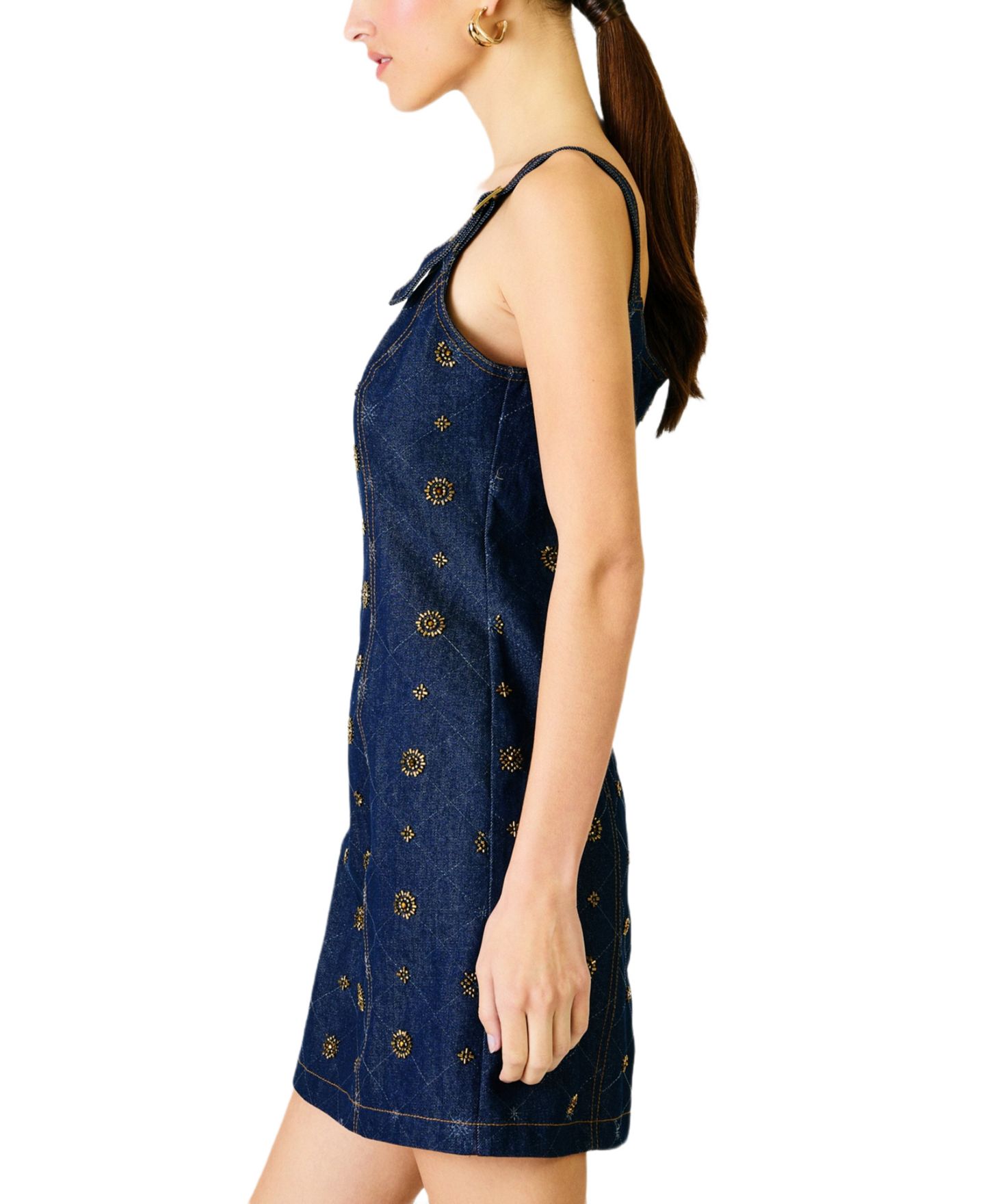 Женское платье Line & Dot Attina Square Neck A-Line Mini, цвет: Светлый синий — фото 3