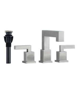 Brushed Nickel Widespread Bathroom Faucet, Waterfall Bathroom Faucets for Sink 3 Hole, 2-Handles Modern Vanity Faucet