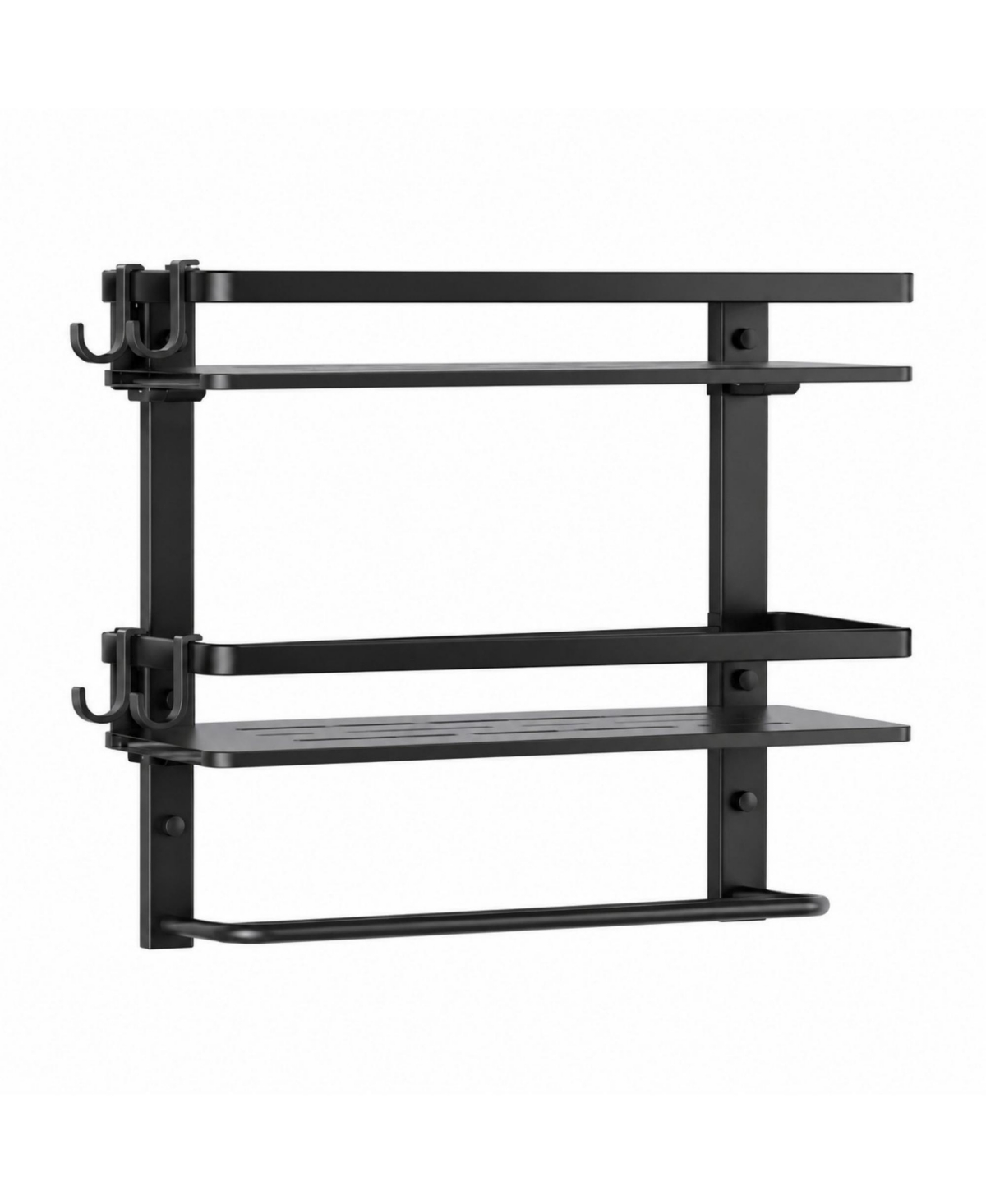 Phying 15.7 Inch 2 Tier Wall Mounted Tempered Glass Bathroom Shelf Multifunctional Bathroom Storage Organizer With Towel Bar For Bathroom