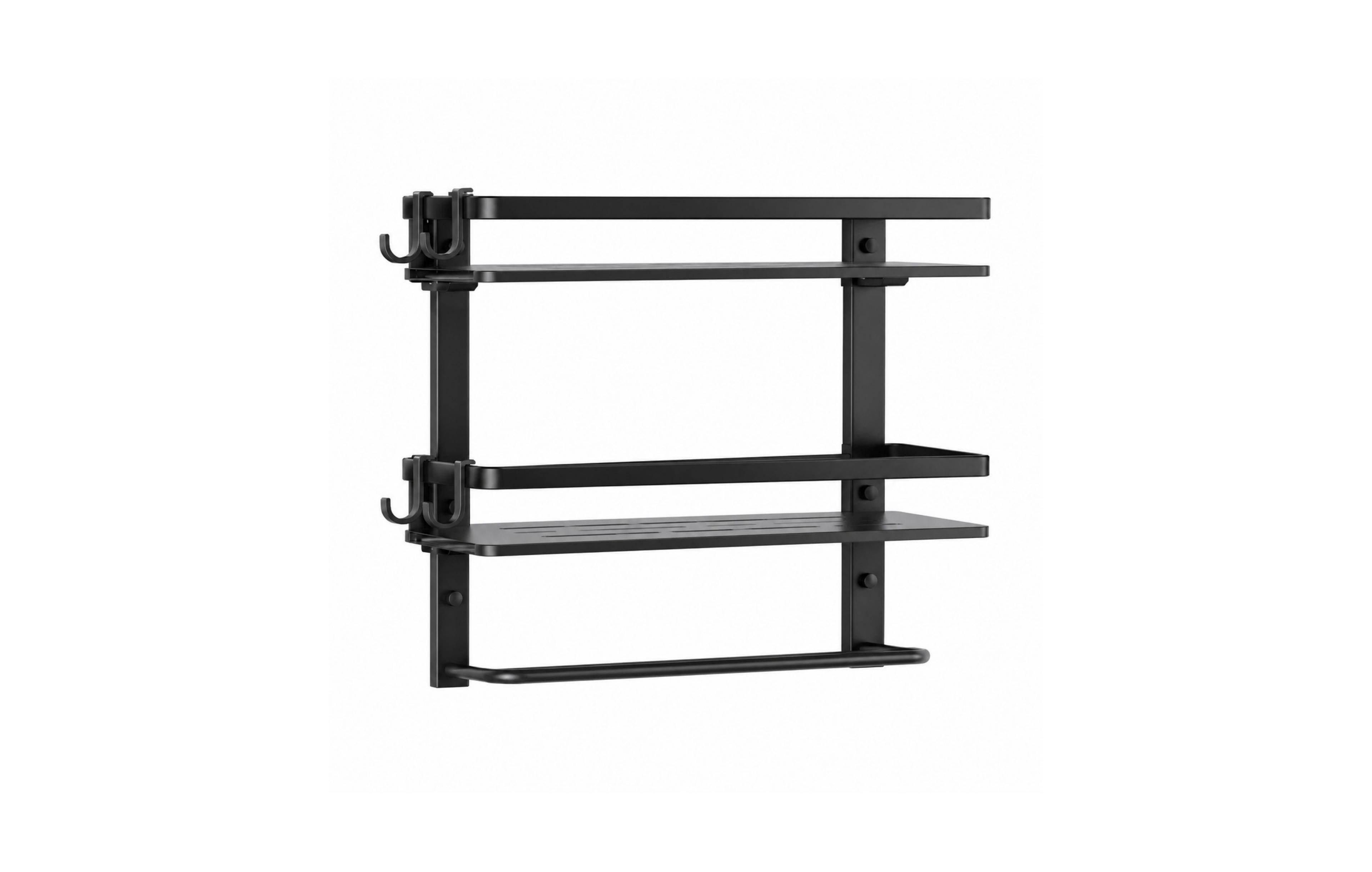 Phying 15.7 Inch 2 Tier Wall Mounted Tempered Glass Bathroom Shelf Multifunctional Bathroom Storage Organizer With Towel Bar For Bathroom