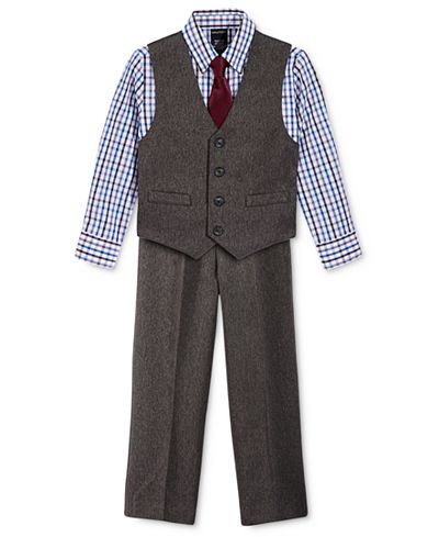Nautica Little Boys' 3-Pc. Heather Herringbone Vest, Pants & Shirt Set