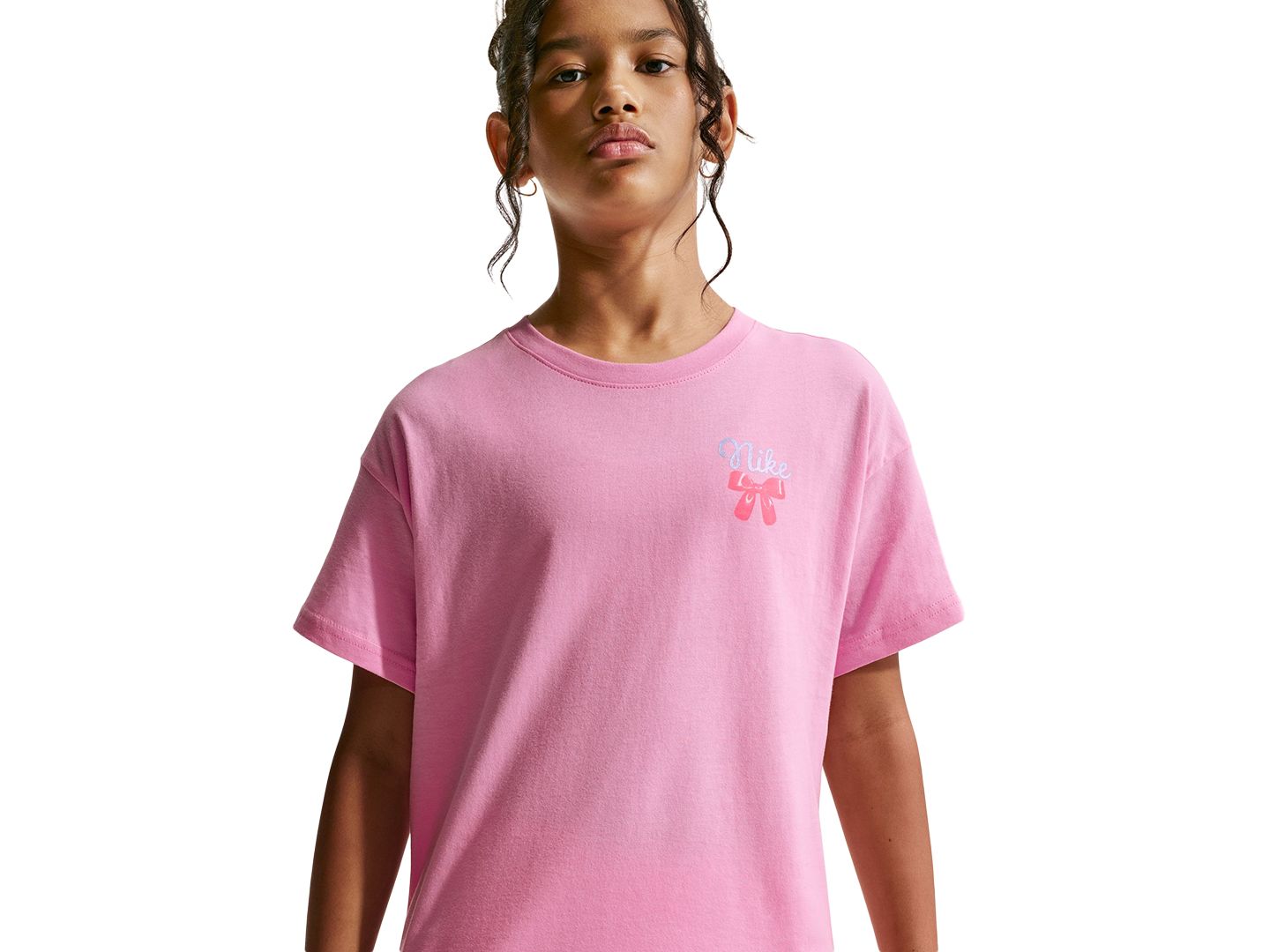 Футболка Nike Sportswear 7-16 Short-Sleeve T-Shirt для девочек, цвет: Розовый — фото 3