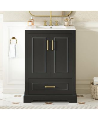 59.3" Modern Double Sink Vanity With SMC Top, Painted MDF Wood Frame, Soft-Close Storage
