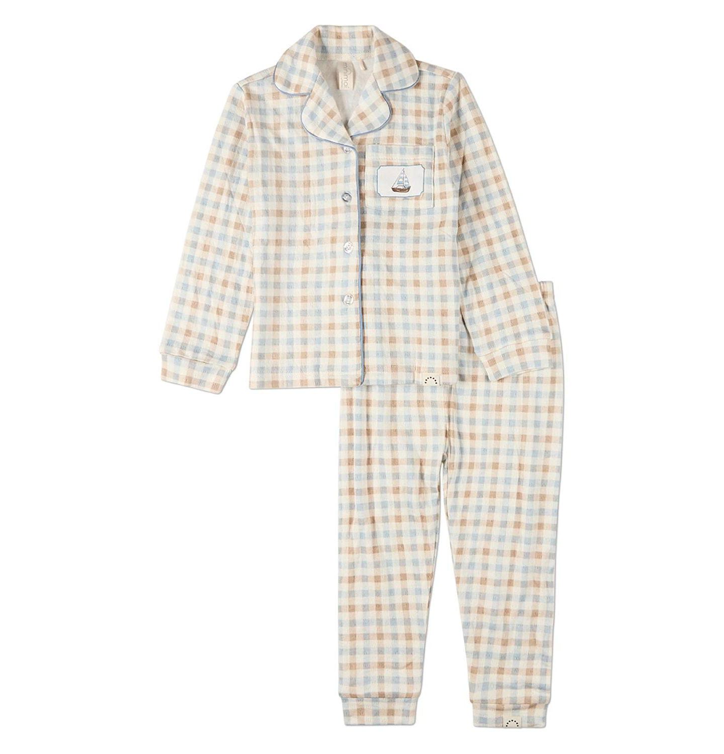 MeMoi Toddler Girls 2 Piece "Let Your Dreams Set Sail" Pointelle Plaid Lounge Set, цвет: Синий — фото 1