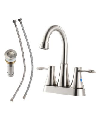 4 Inch Centerset Bathroom Faucet Brushed Nickel 2 Handle Vanity Sink Faucet For Bathroom Lavatory Sink