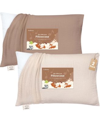2-Pack Lyra Muslin Toddler Pillowcases 13x18, Organic Cotton Muslin Kids Pillow Case for Girls, Boys, Sleeping, Travel