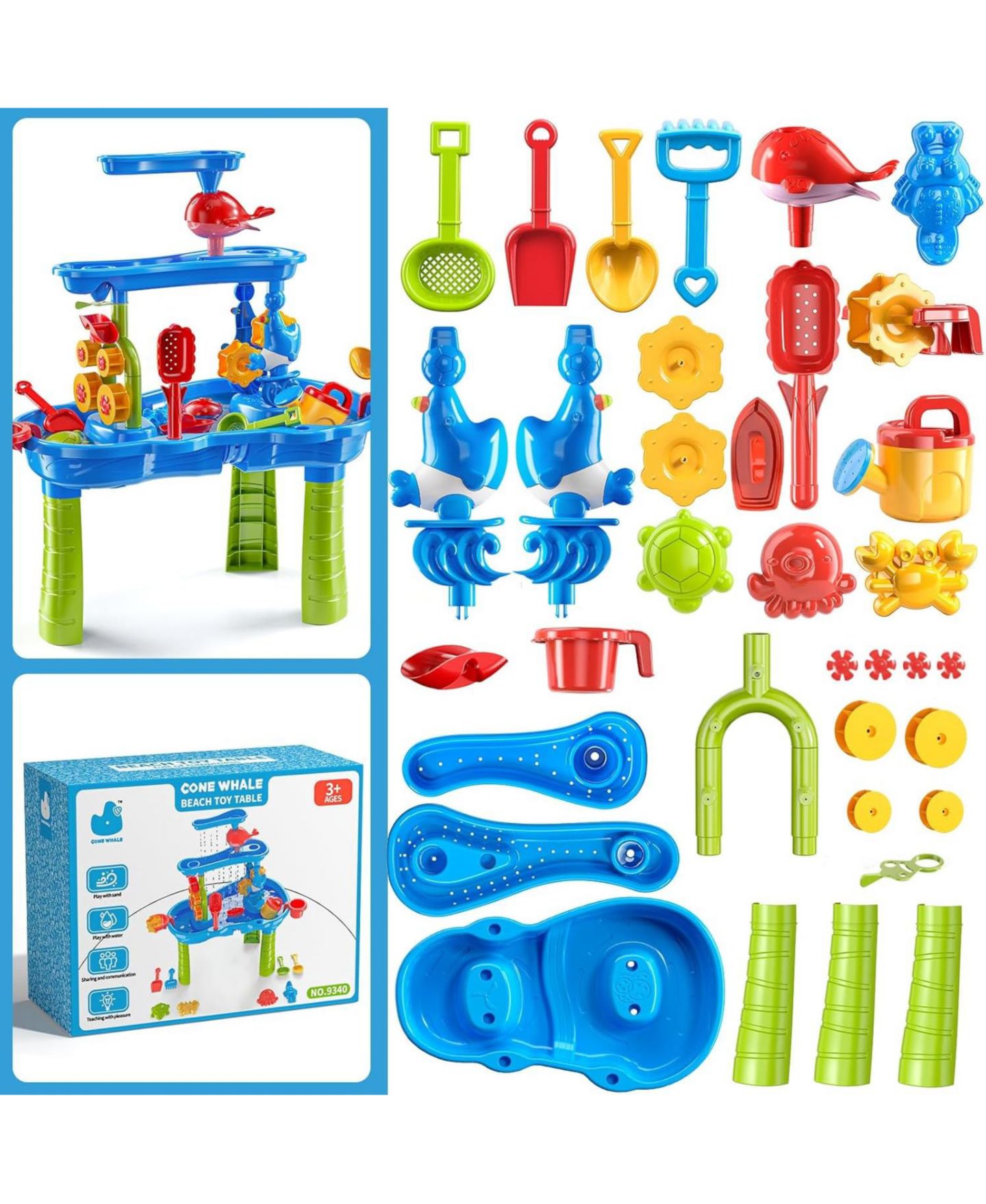Детская игрушка GNUADZ 3-Tier Waterfall Sand and Water Table, 25"L x 16.5"W x 32.5"H, Ages 5+, цвет: 3-Tier Water Table — фото 4