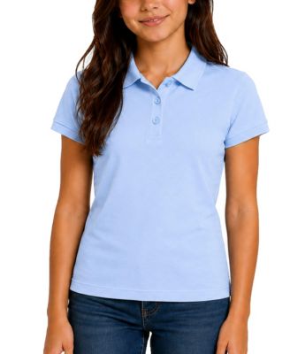 Women's 3-Button Short Sleeve Stretch Pique Polo Shirts School Uniform