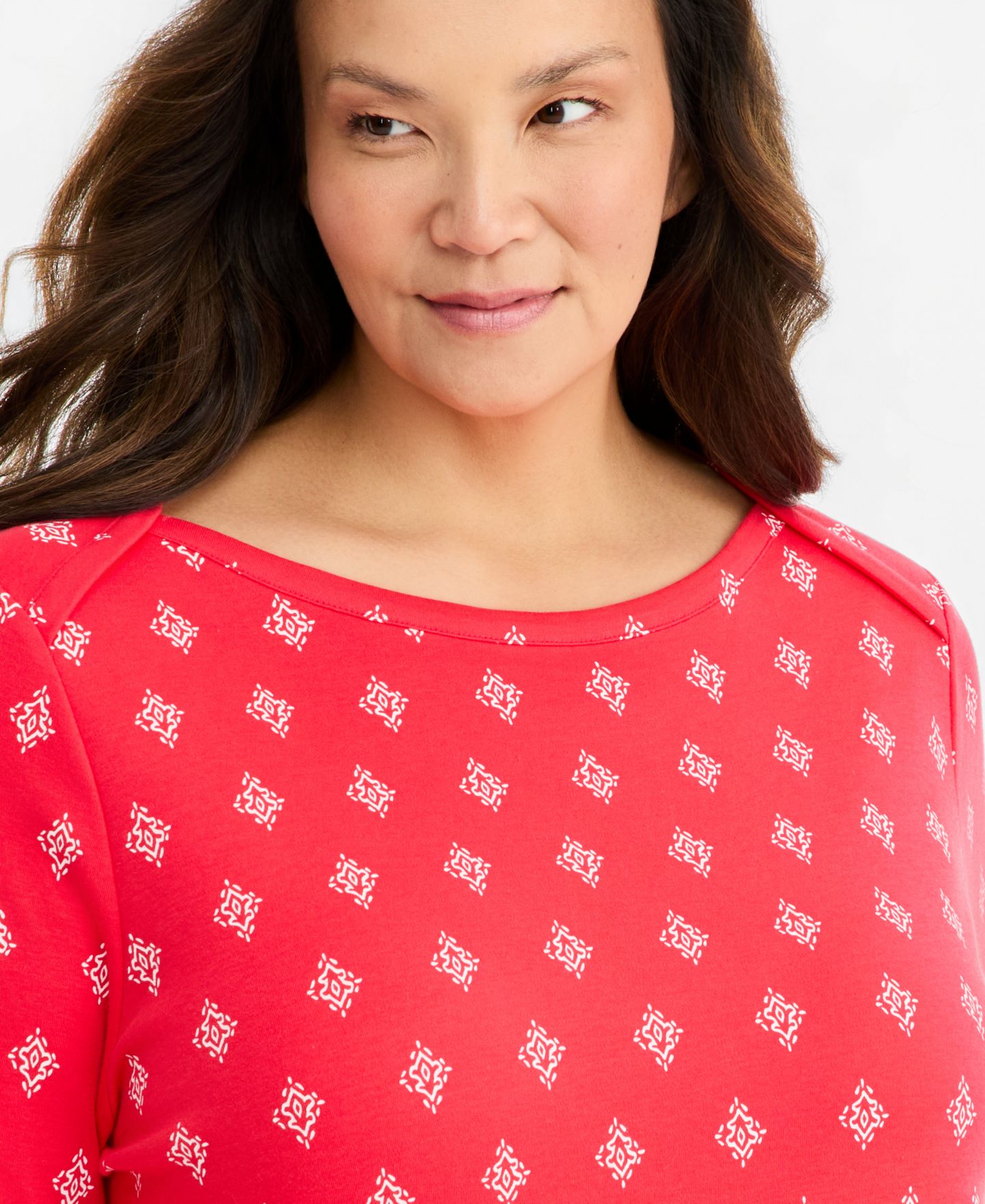 Женский топ Style & Co Plus Size Printed 3/4 Sleeve Boat-Neck, цвет: Lollipop Foil — фото 3