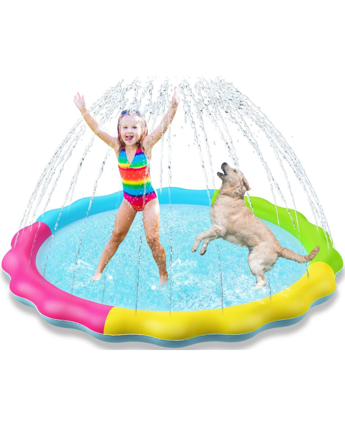 Aofar 59" Splash Pad Sprinkler Play Mat Outdoor Inflatable Pool Nonslip