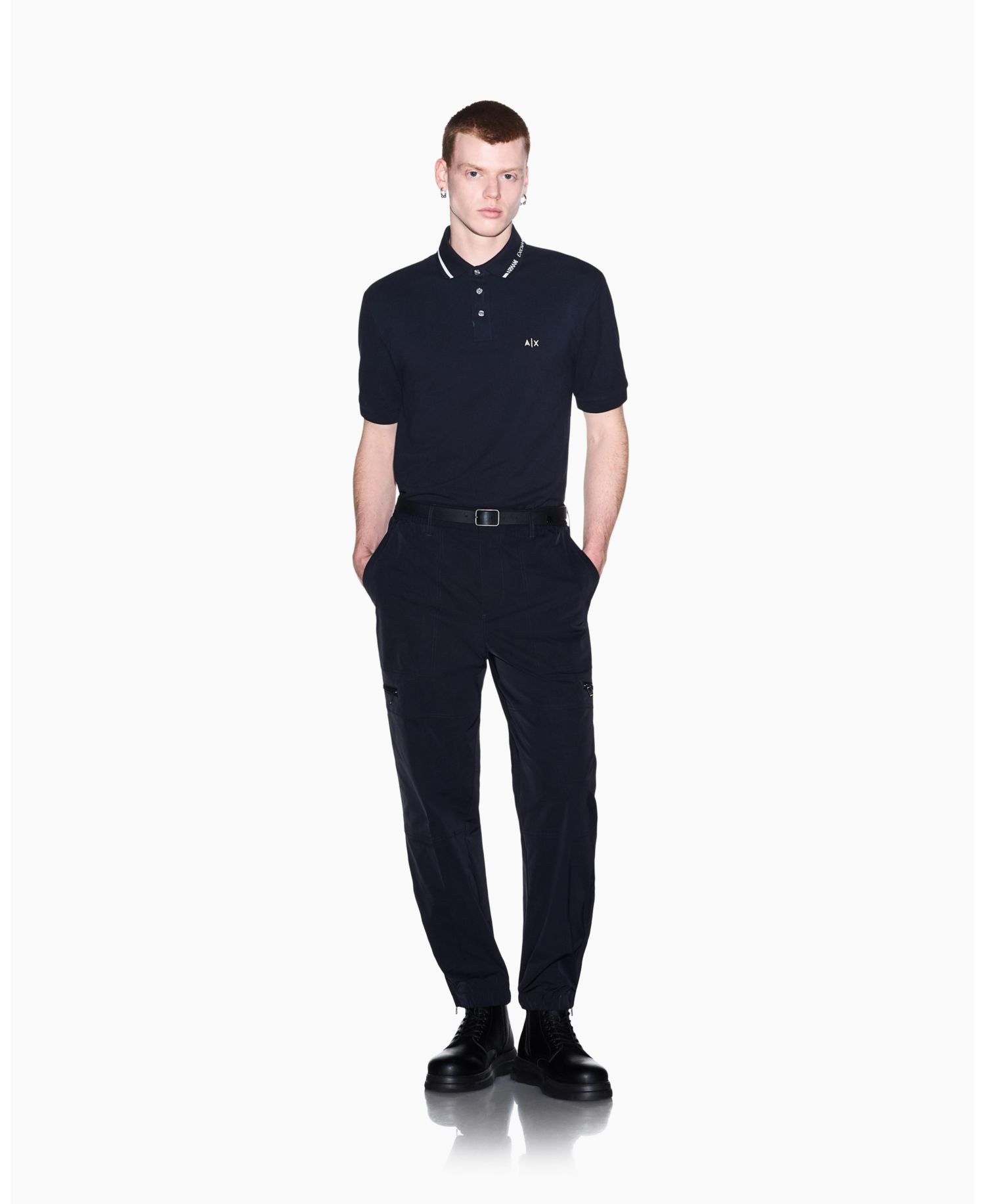 Men's Pique Tipping Wording Polo Shirt