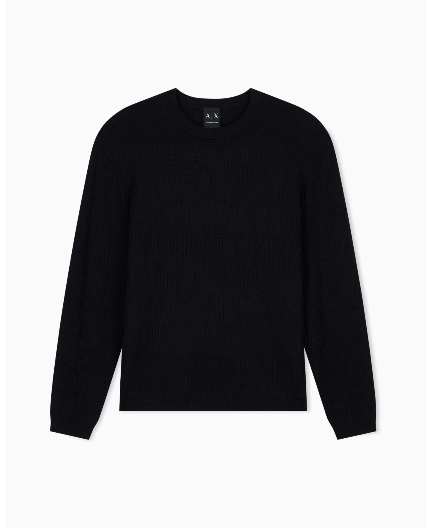 Мужской свитер A|X Armani Exchange Viscose Jacquard Print Crewneck, цвет: Чёрный — фото 1