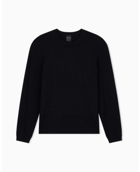 Мужской свитер A|X Armani Exchange Viscose Jacquard Print Crewneck, цвет: Чёрный