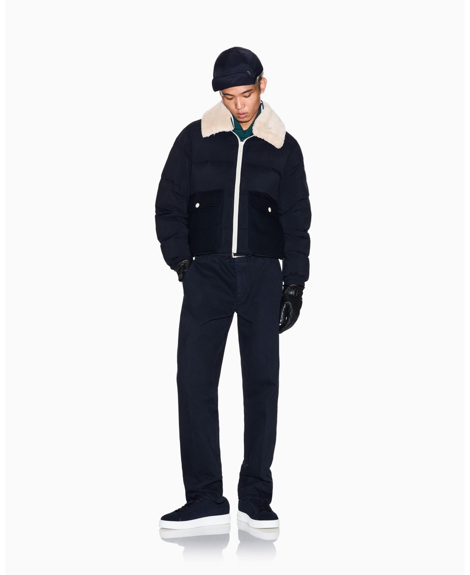 Men's Crossover Sherpa Collar Down Bomber Jacket